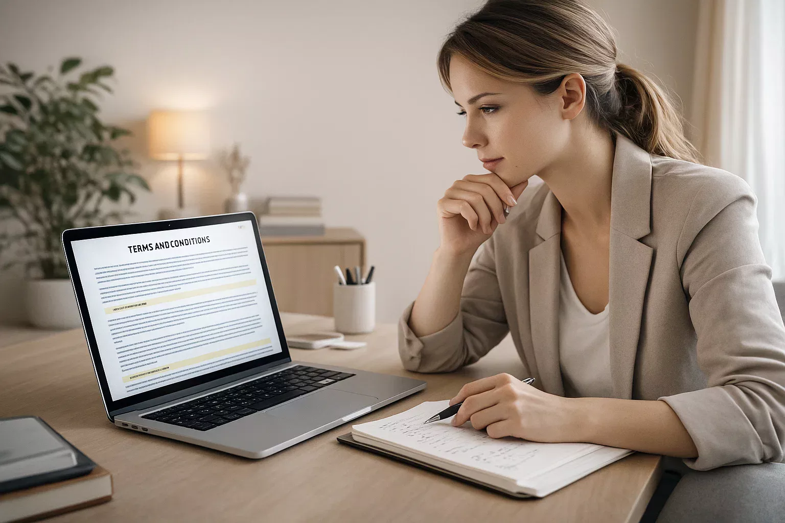Apostador a analisar os termos e condições de uma promoção de apostas num portátil